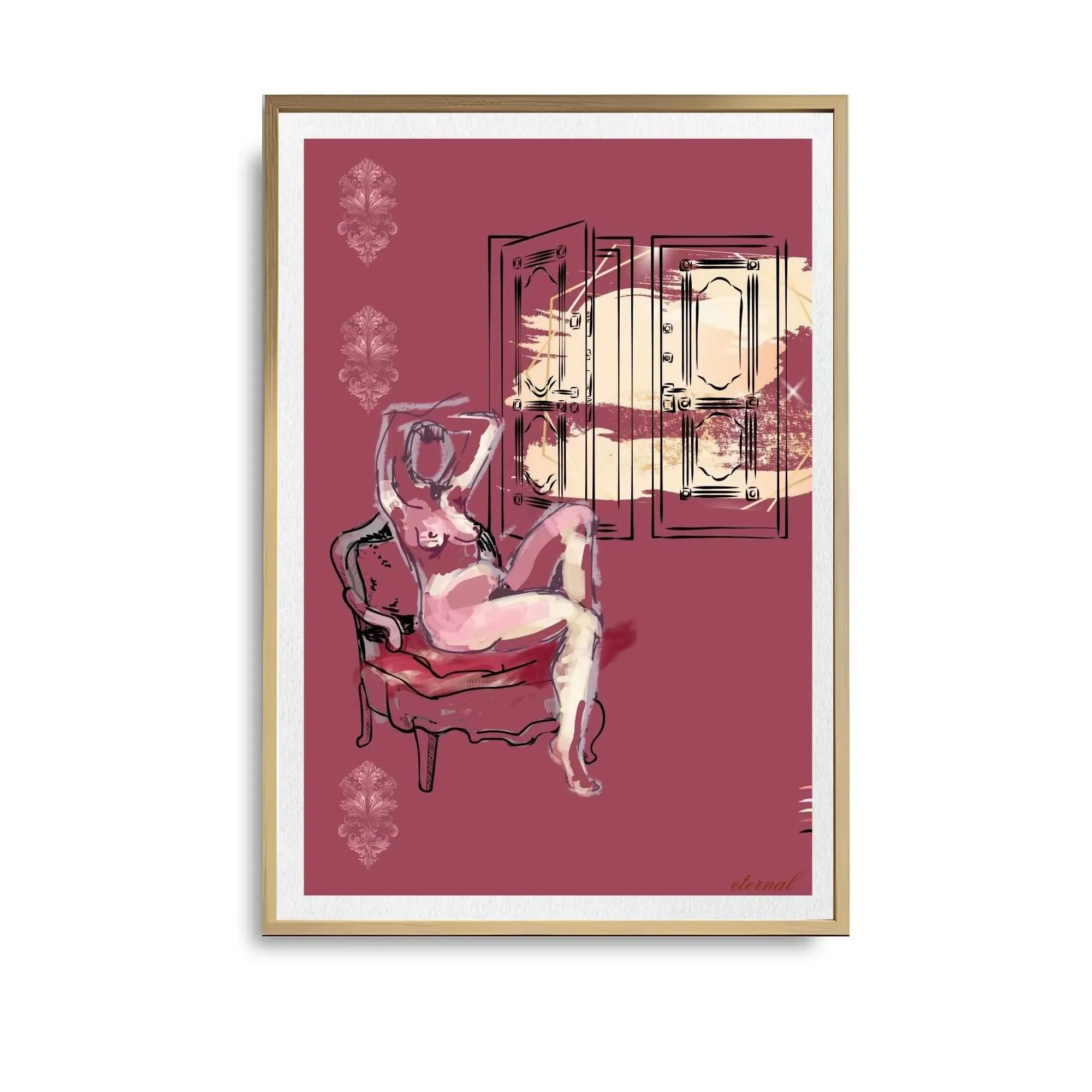 oak framed figure print. N10002 wht bg_converted.webp
