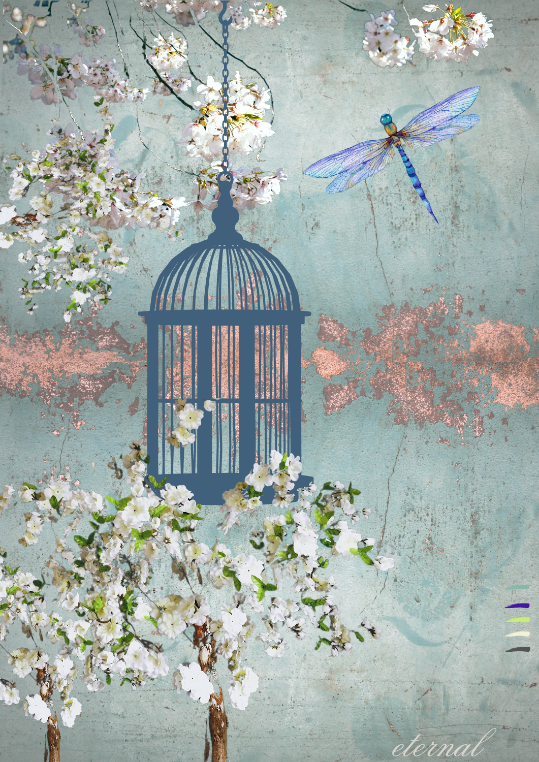 Hanging Birdcage Botanical Print French-Inspired - Special Edition Wall Art Eternal Art Prints