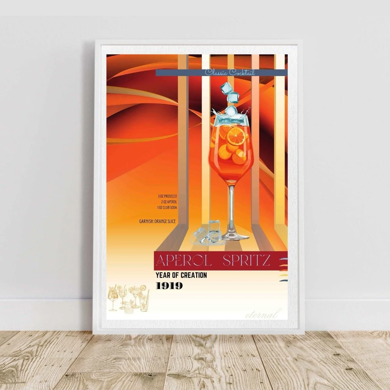 Aperol Spritz Retro Cocktail Culture Wall Art Print, Eternal Art Prints