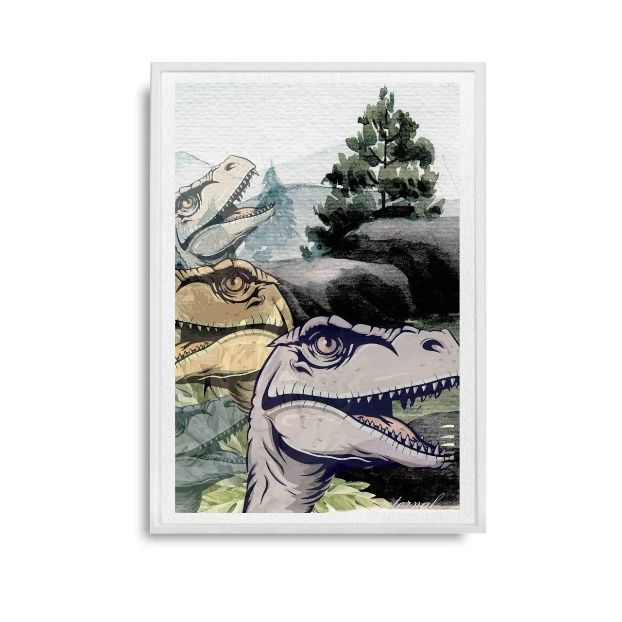 T-Rex Dinosaur Prehistoric Wall Art Print, Eternal Art Prints - Eternal Art & Design