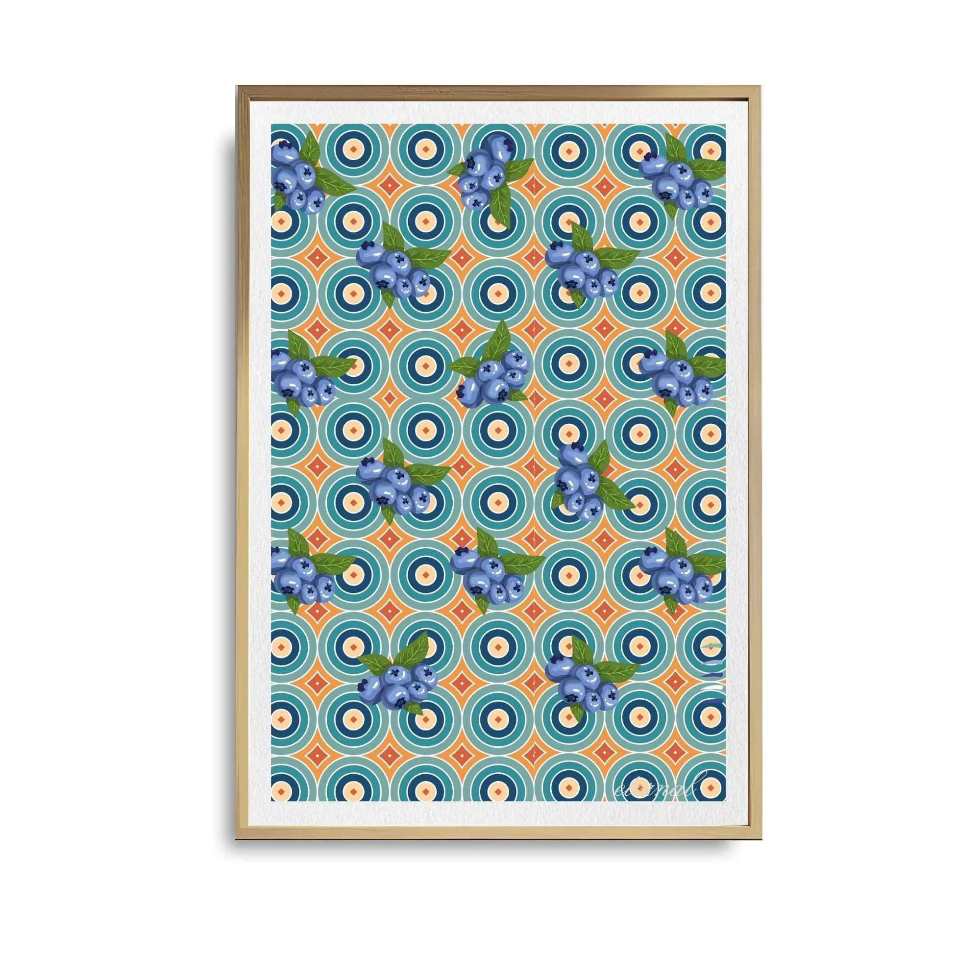 Blueberry Burst Retro Wall Art Print, Eternal Art Prints - Eternal Art & Design
