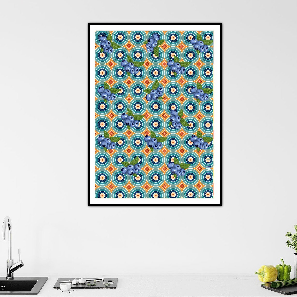 Blueberry Burst Retro Wall Art Print, Eternal Art & Design - Eternal Art & Design