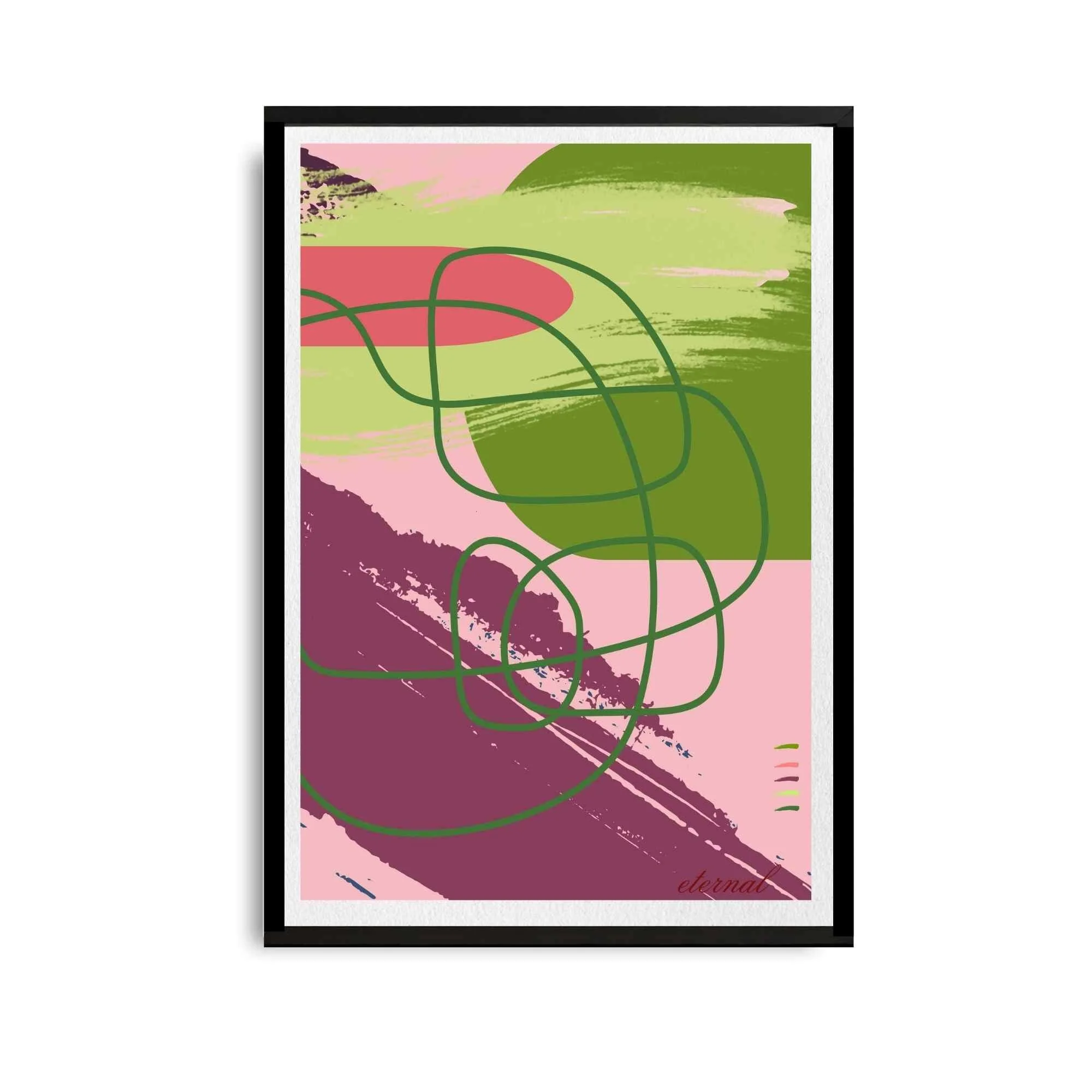 Abstract Modern Brushstrokes in Green and Pink Art Print - Sydney Artist, Eternal Art Prints - Eternal Art & Design