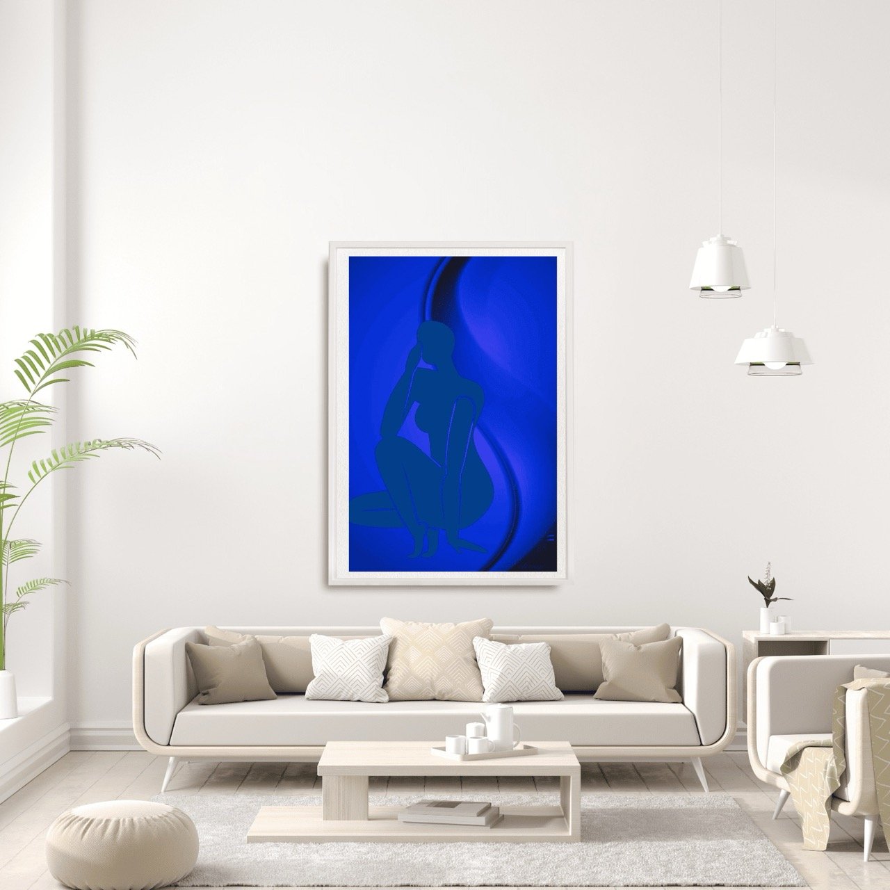 Female Figure Nude Crouching in Blue Art Print, Sydney Artist - Eternal Art Prints - Eternal Art & Design