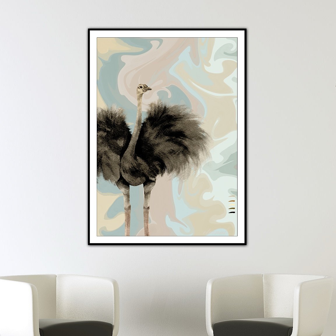 Majestic Ostrich Bird Wall Art Print - Sydney Artist, Eternal Art & Design - Eternal Art & Design