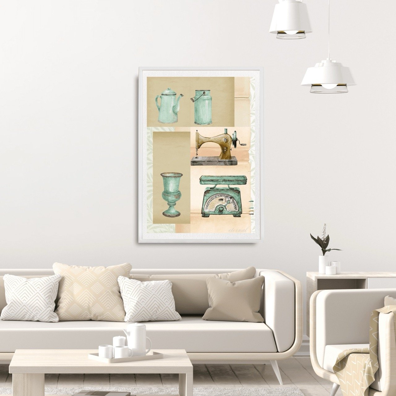 Vintage Decor Objects in Green Art Print, Eternal Art Prints - Eternal Art & Design