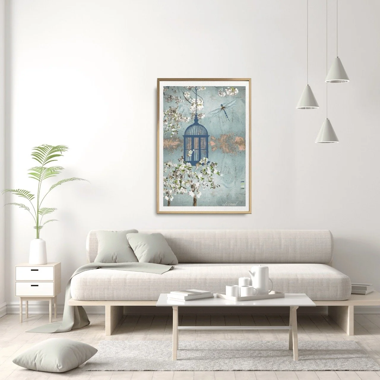 Hanging Birdcage Botanical Print French-Inspired - Special Edition Wall Art Eternal Art Prints - Eternal Art & Design