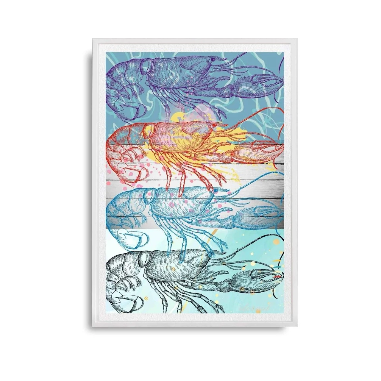 white framed lobster print. A10001 Largewht bg.jpeg