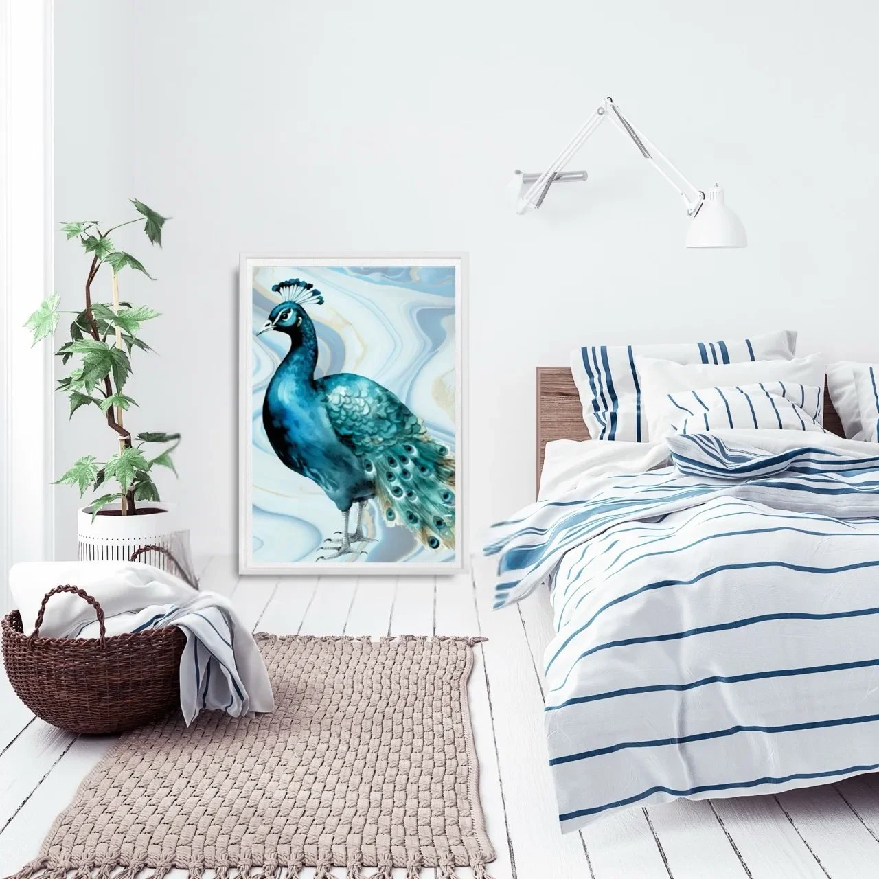 white framed peacock print1. A10039 Large_converted.webp