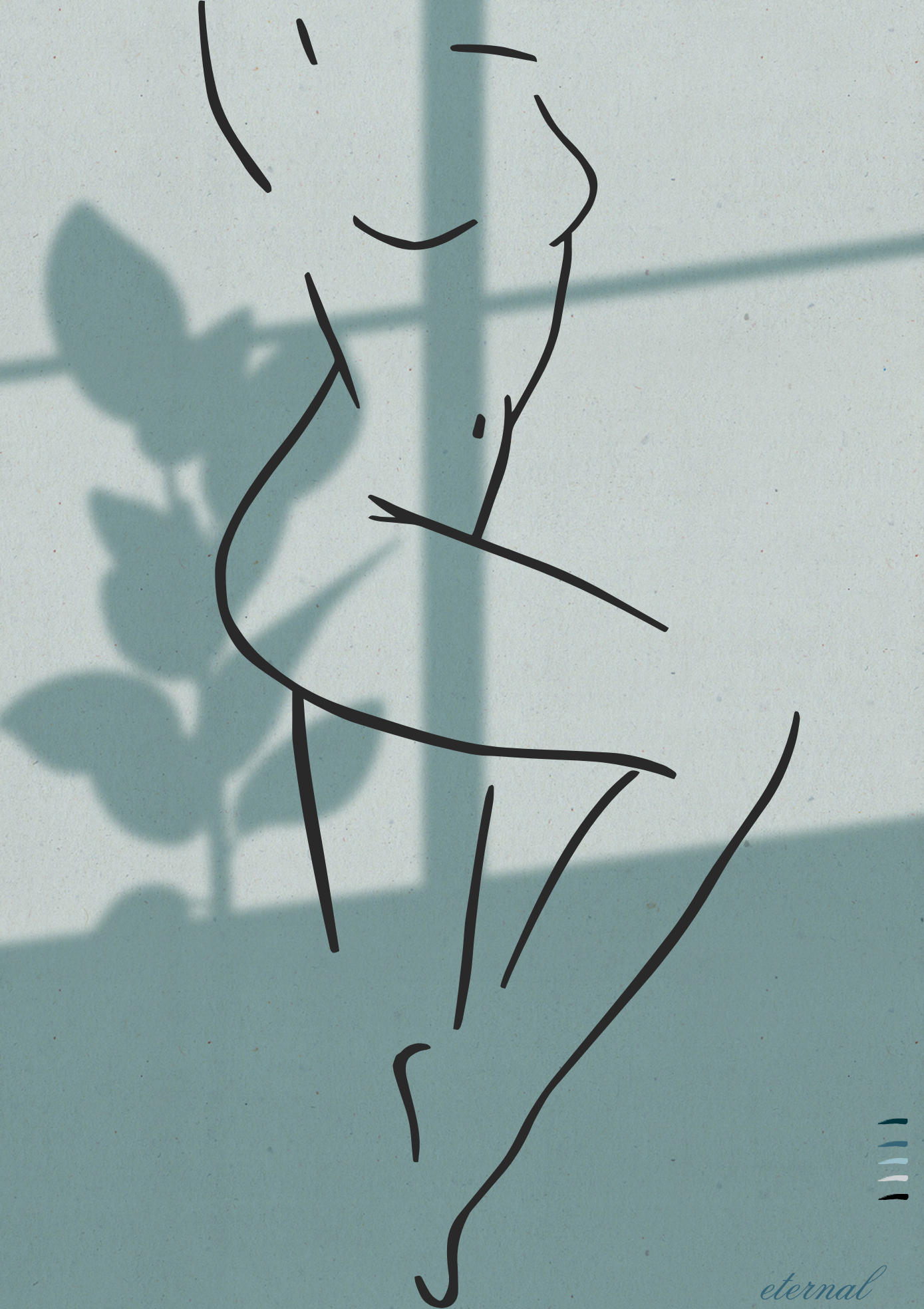 Female Line Drawing Standing in Window Art Print, Sydney Artist - Eternal Art Prints