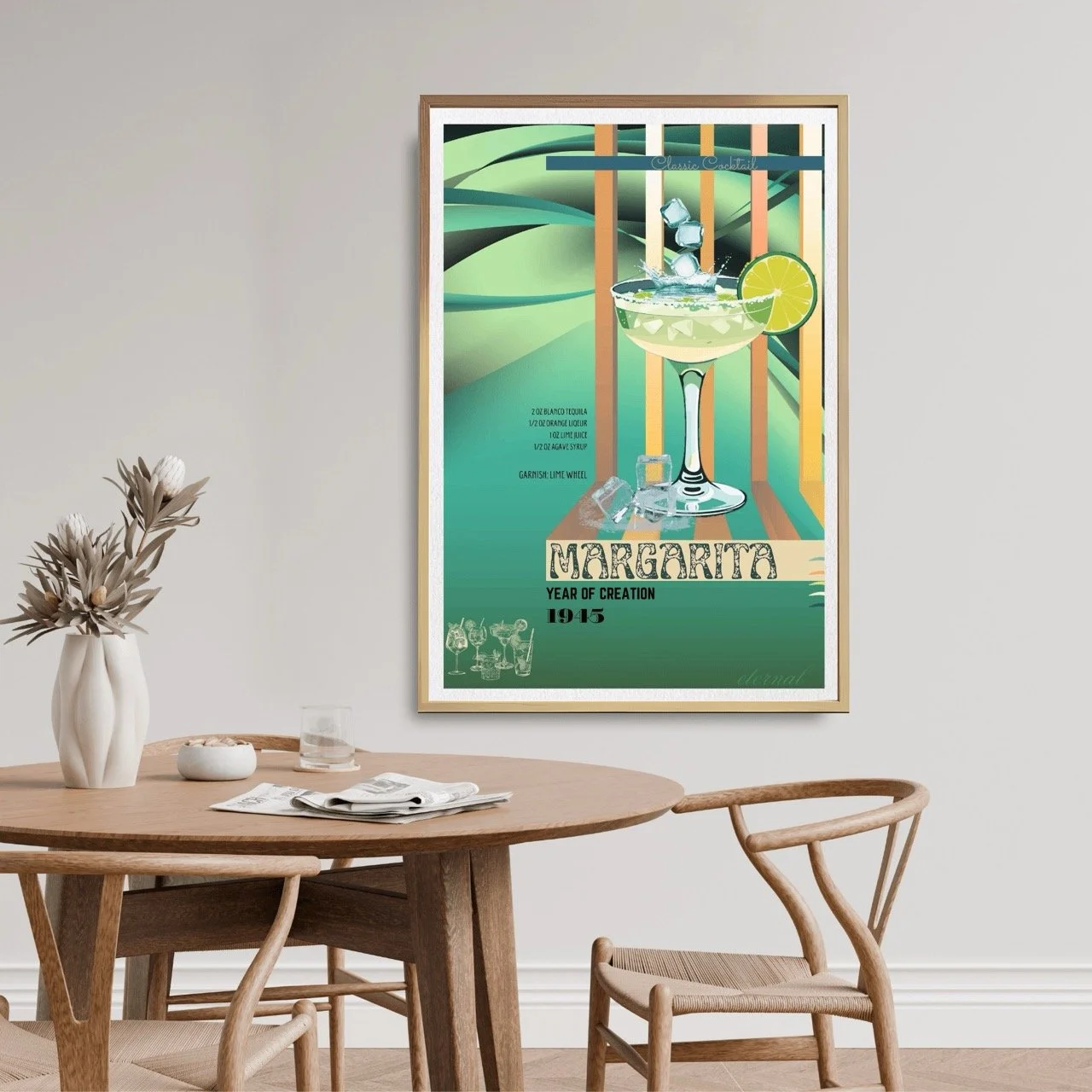 Retro Margarita Lime Classic Cocktail Culture Art Print, Eternal Art Prints - Eternal Art & Design