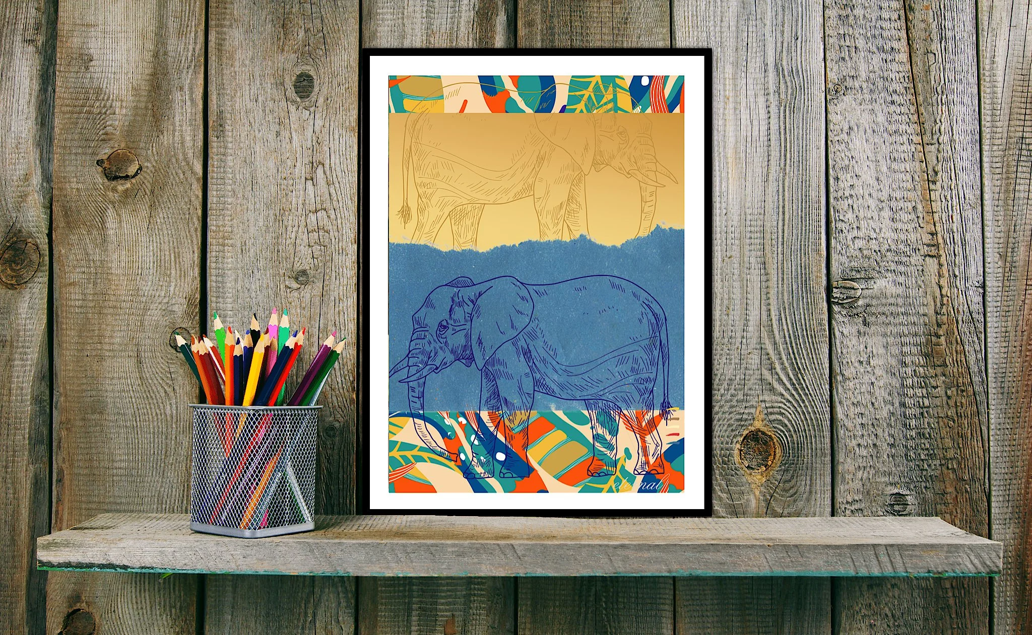 Elephant with Tribal Pattern Wall Art - Eternal Art & Design