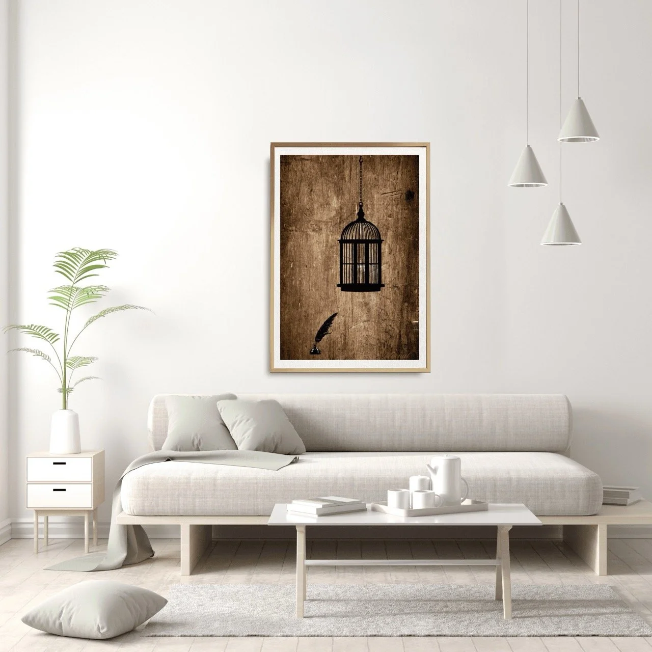 Birdcage Ink and Quill Wall Art Print, Eternal Art Prints - Eternal Art & Design