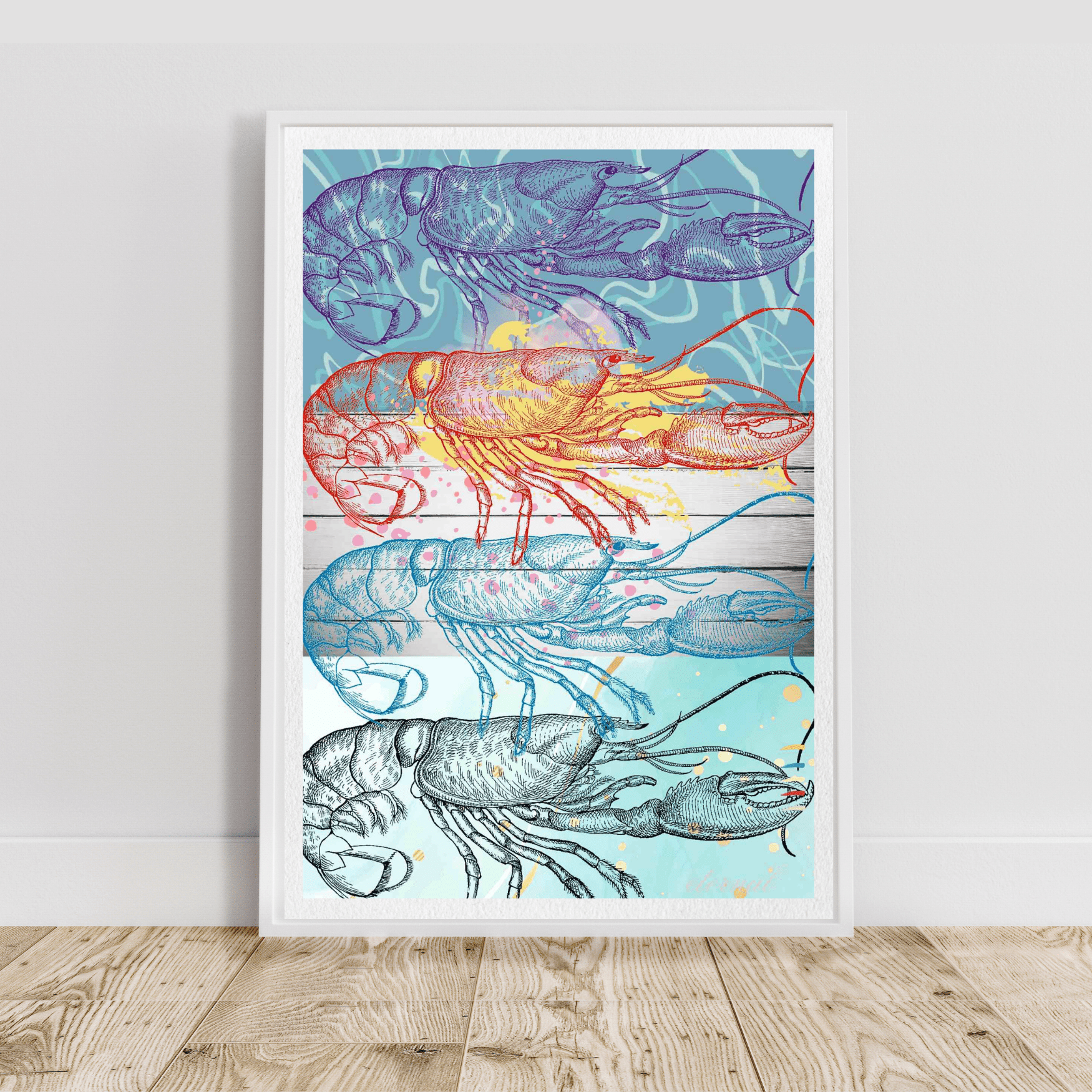 Lobster Modern Coastal Wall Art Print - Sydney Artist, Eternal Art Print - Eternal Art & Design