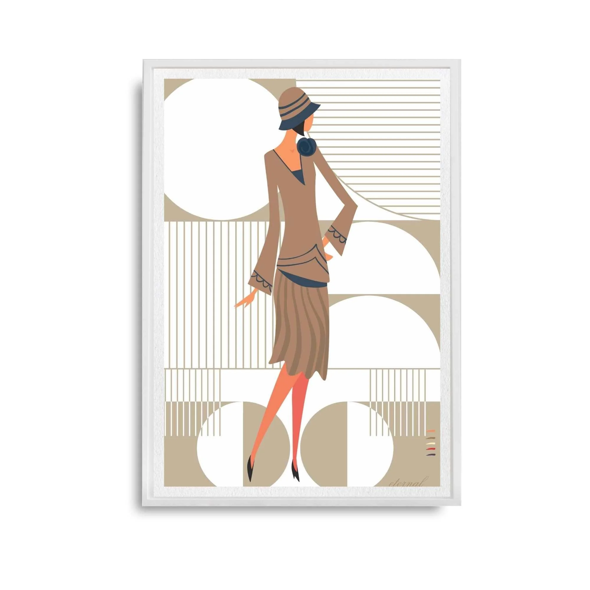 Glamorous 1920s Woman in Beige Art Deco Print - Eternal Art & Design