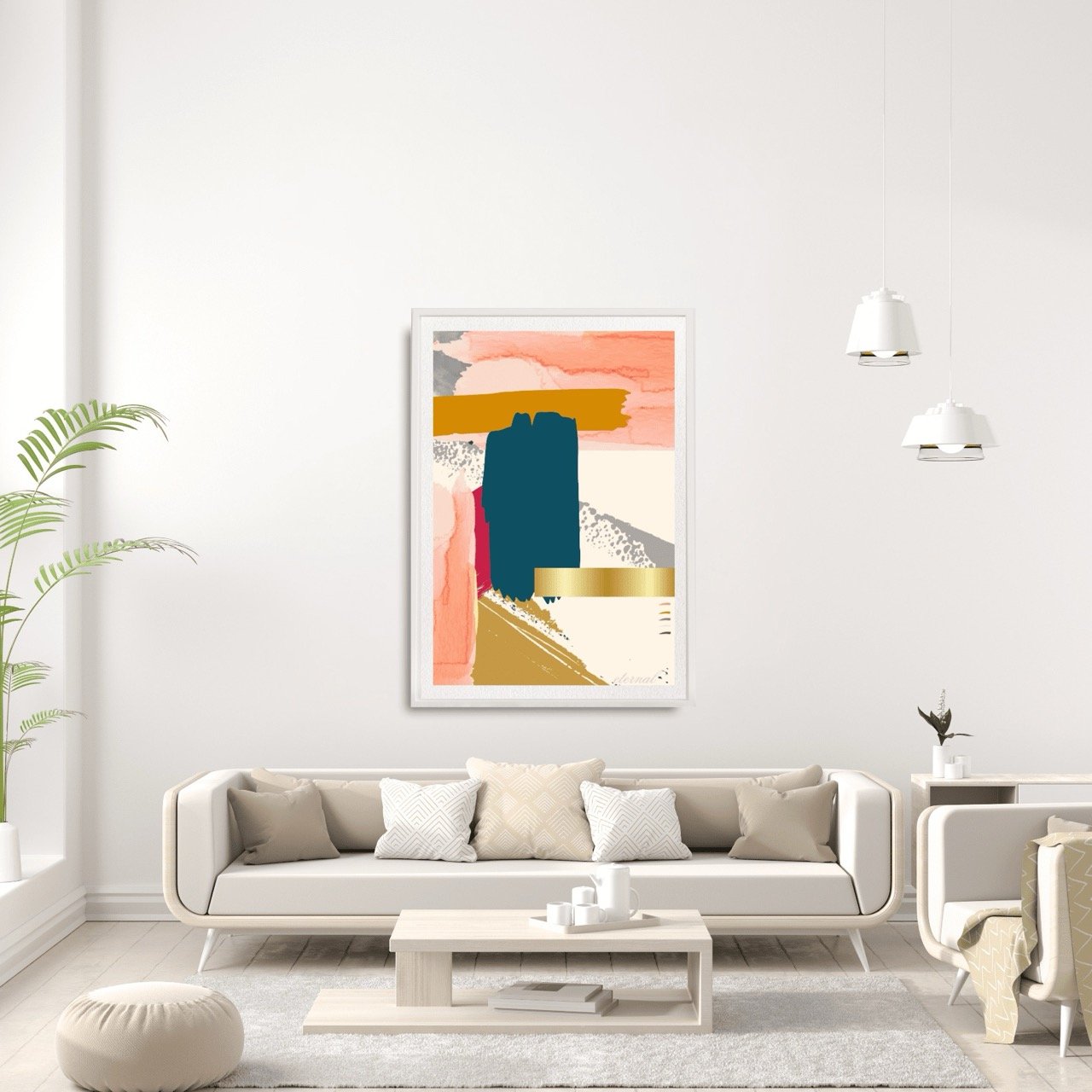 Modern Abstract Brushstrokes with Gold Art Print - Sydney Artist, Eternal Art Prints - Eternal Art & Design