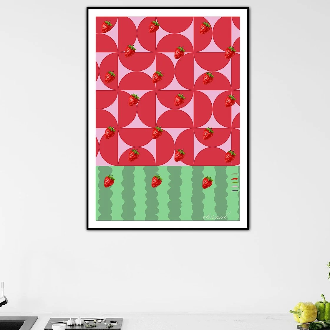Strawberry Fizz Retro Wall Art Print, Eternal Art & Design - Eternal Art & Design