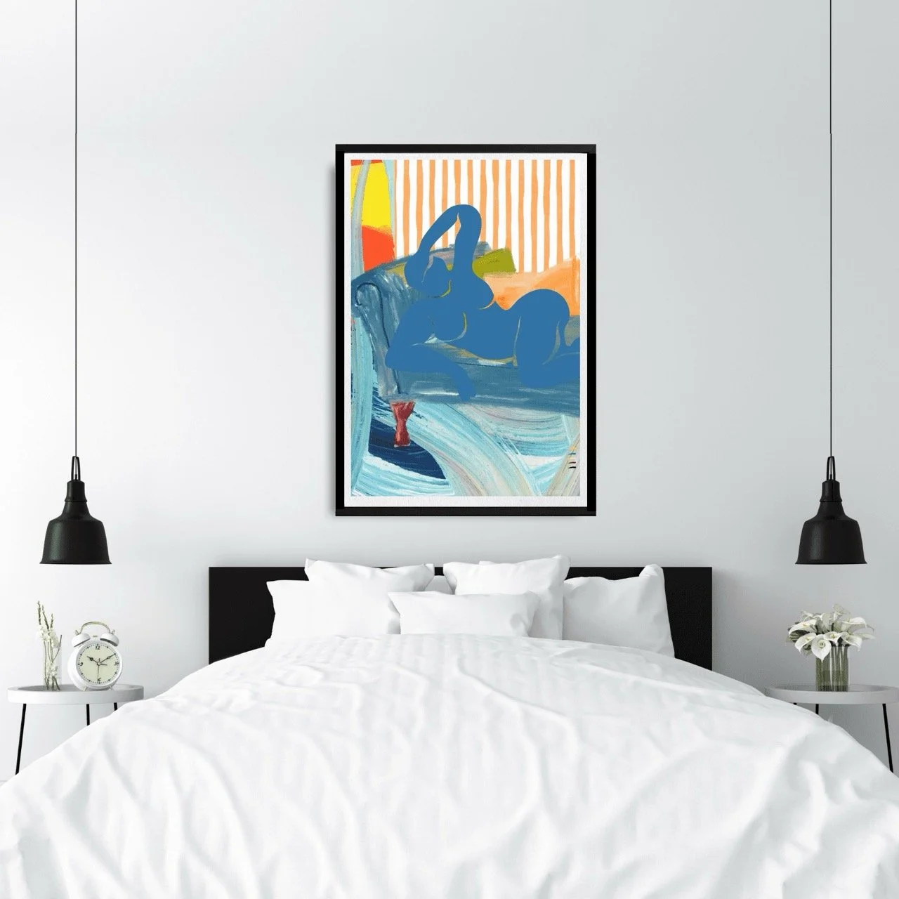 Modern Reclining Woman with Stripes Art Print, Sydney Artist - Eternal Art Prints - Eternal Art & Design