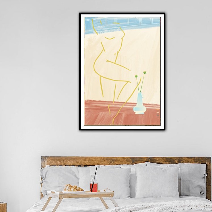 Nude Female with Blue Vase Wall Art Print, Sydney Artist - Eternal Art & Design - Eternal Art & Design