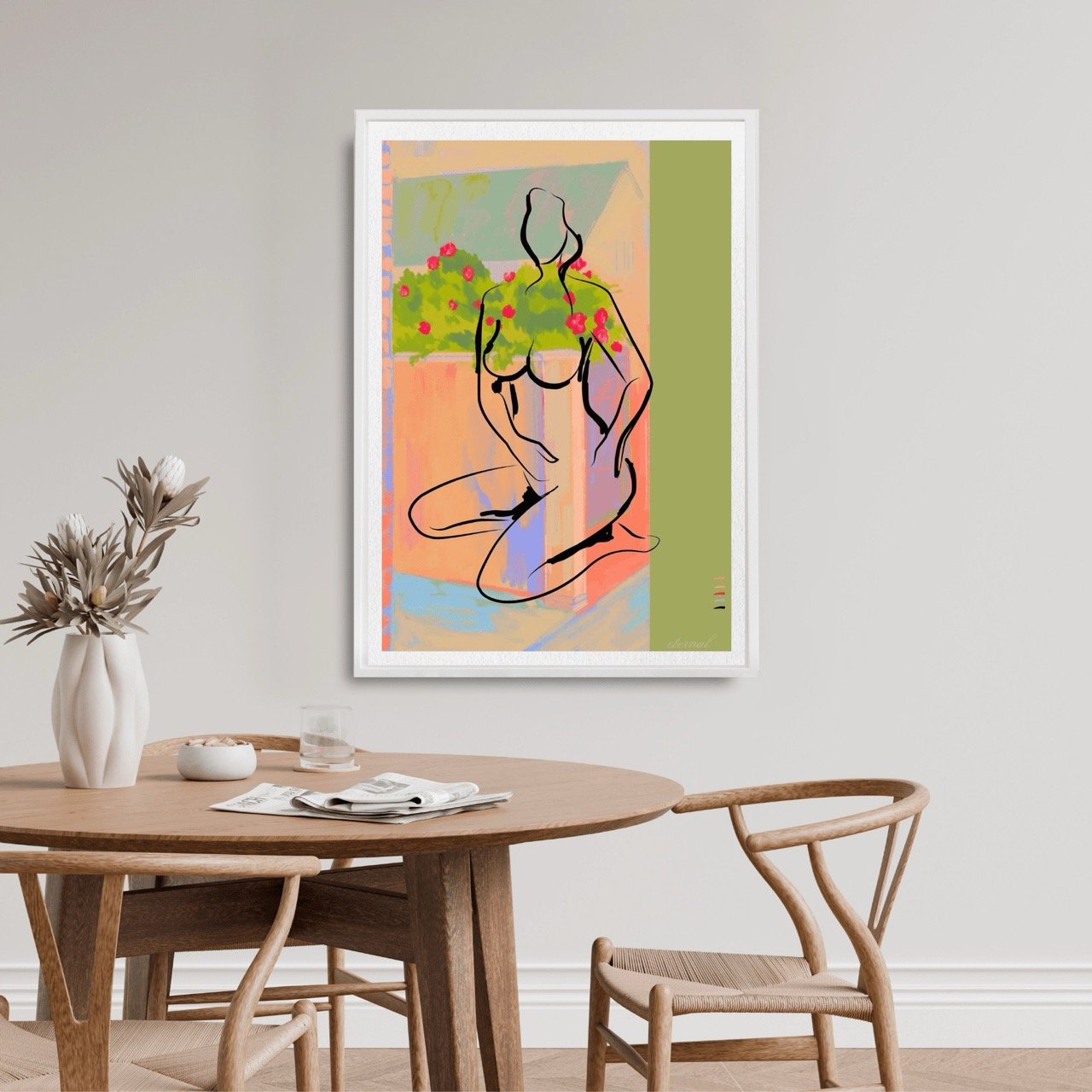 Female figure Nude with Red Flower Art Print, Sydney Artist - Eternal Art Prints - Eternal Art & Design