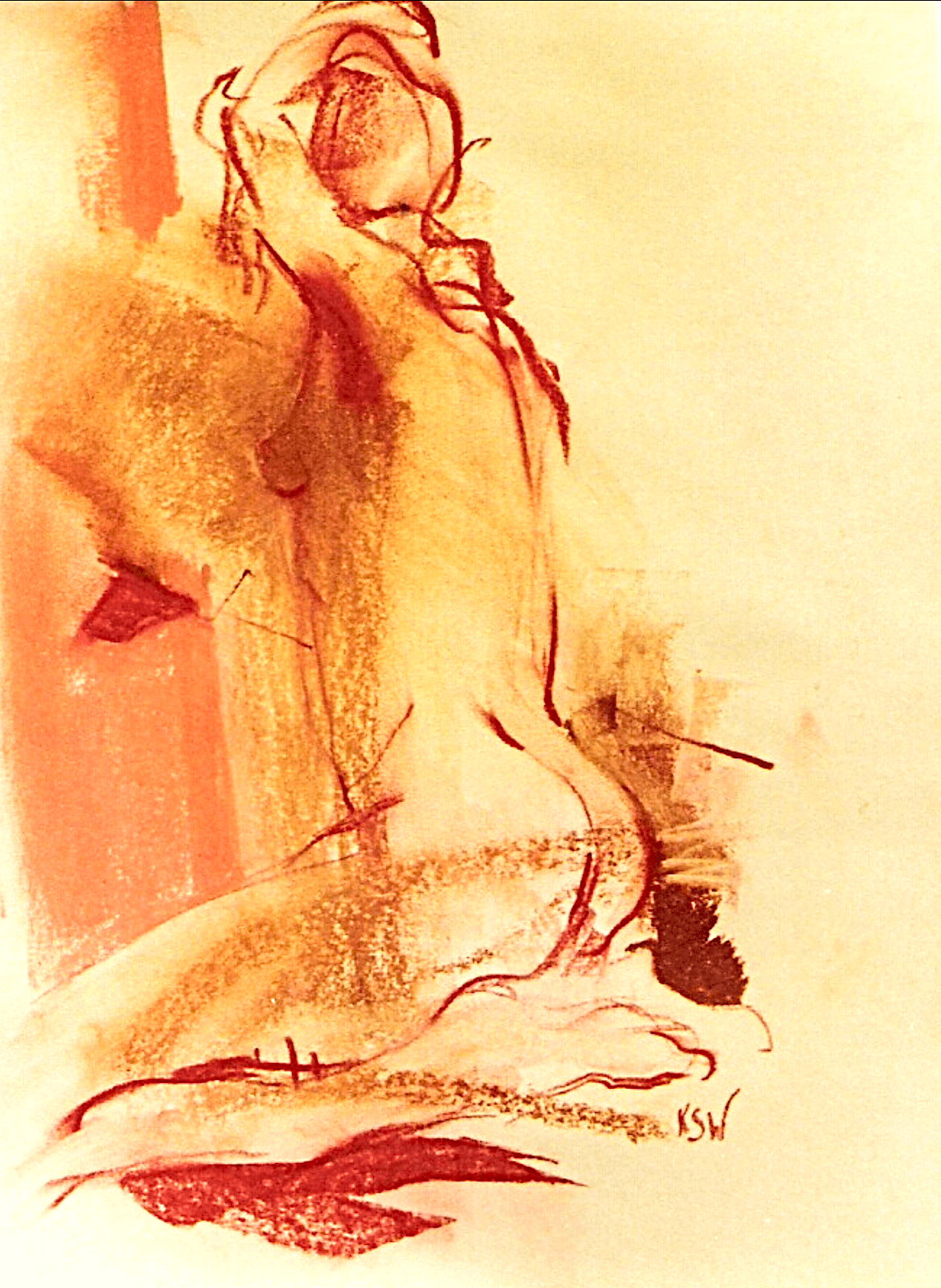 Female Form kneeling | Soft Pastel on Stonehenge | 594mmw x 420mmh     PRIVATE OWNER