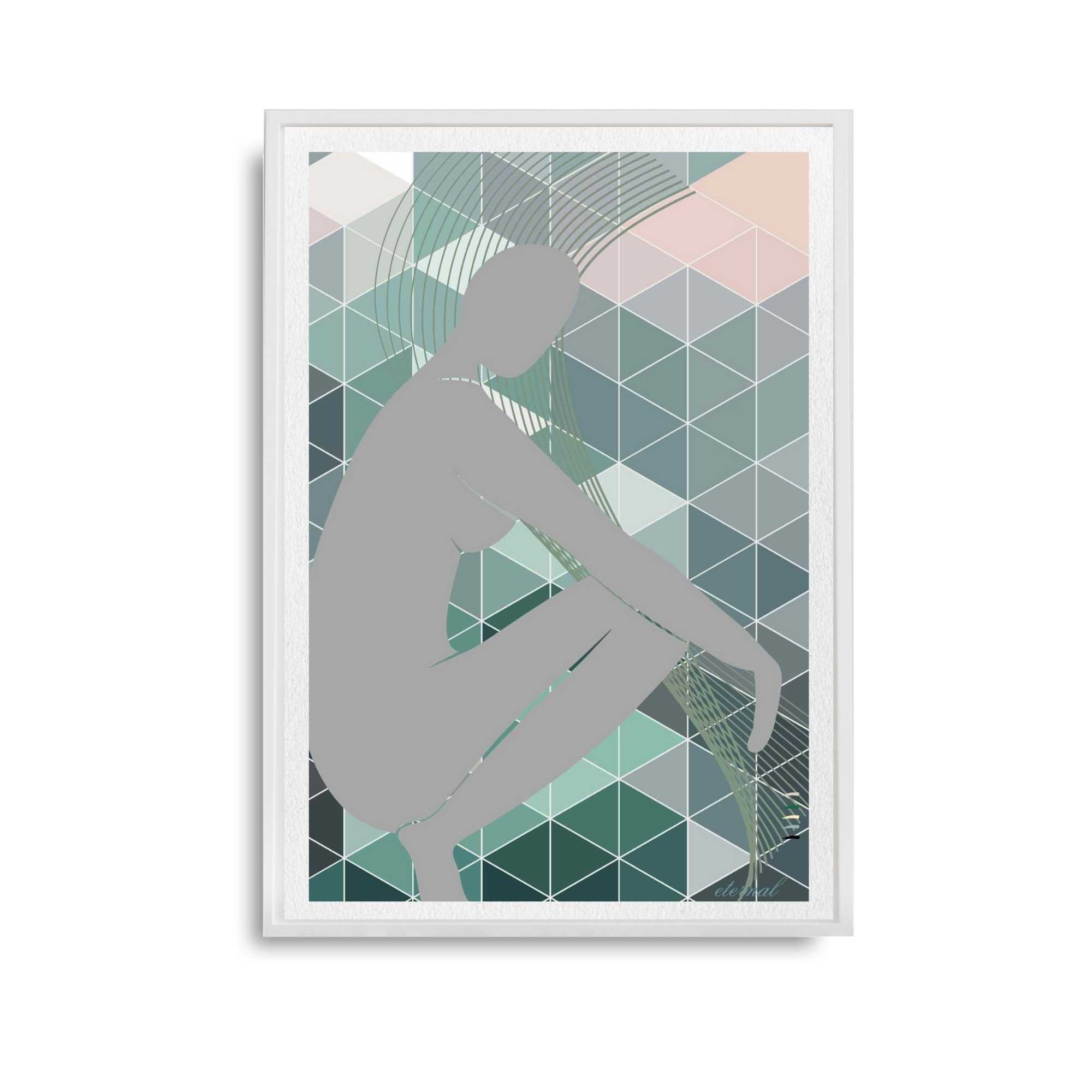 Female Nude Figure with Green Mosaic Wall Art Print, Sydney Artist - Eternal Art Prints - Eternal Art & Design