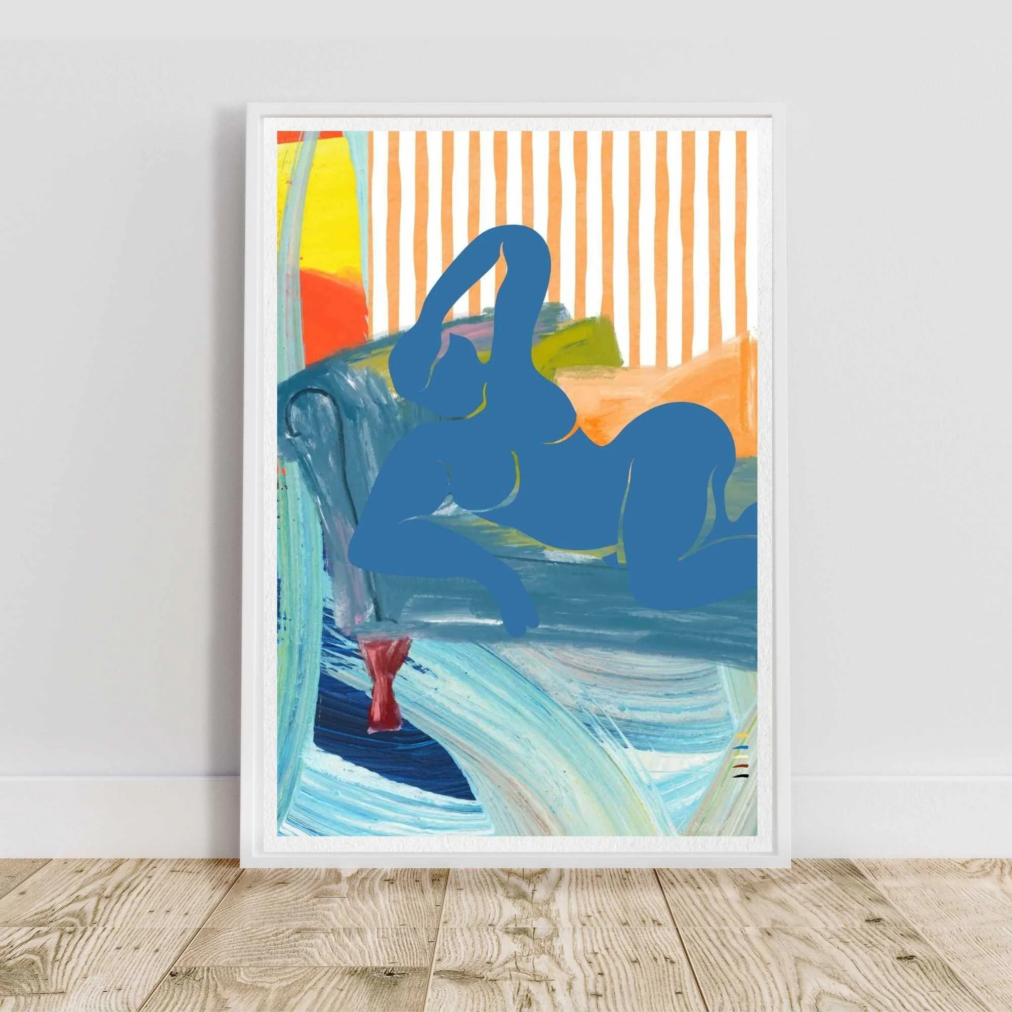 Modern Reclining Woman with Stripes Art Print, Sydney Artist - Eternal Art Prints - Eternal Art & Design