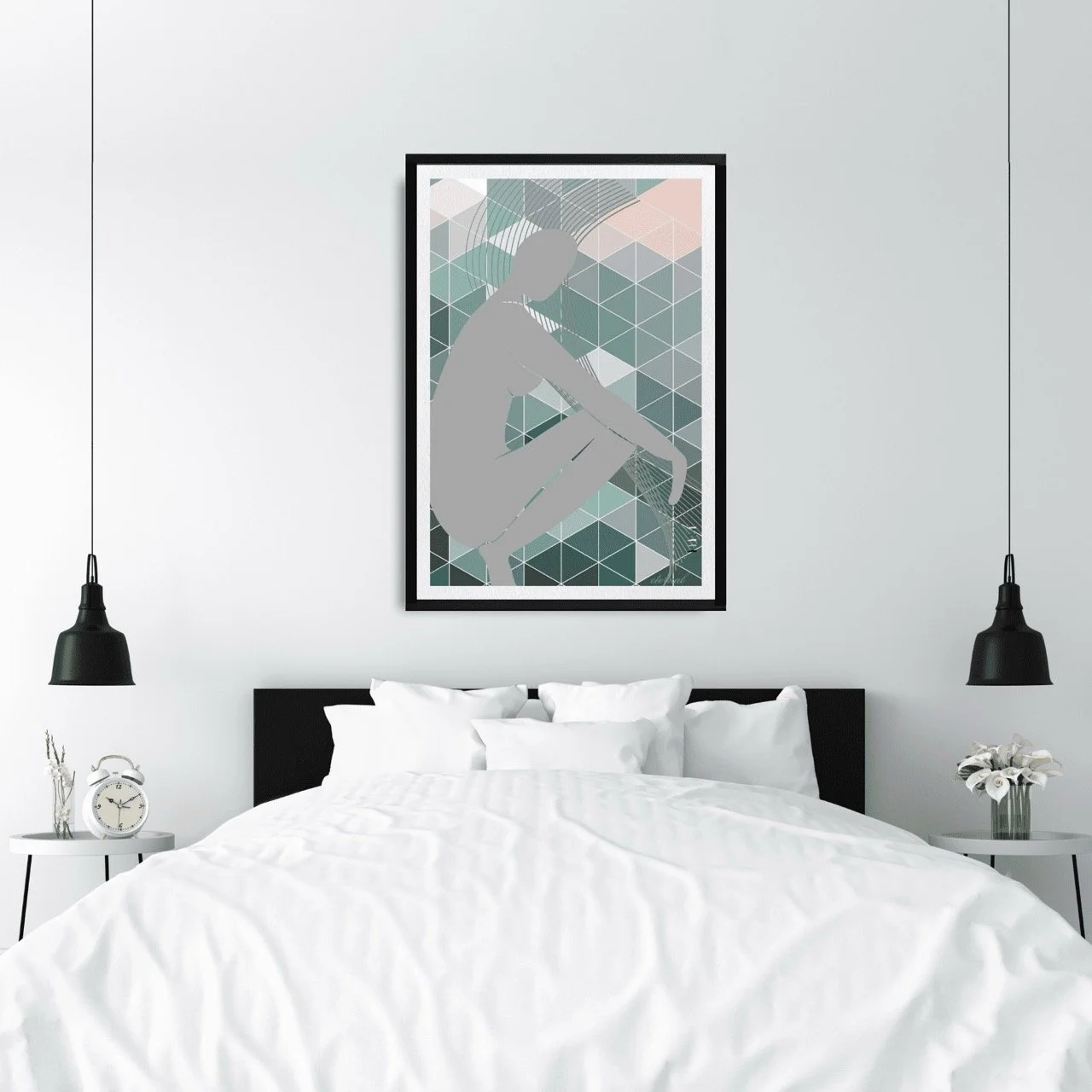 Female Nude Figure with Green Mosaic Wall Art Print, Sydney Artist - Eternal Art Prints - Eternal Art & Design