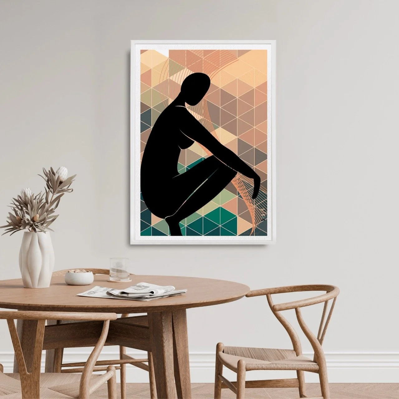 Nude Female Form with Orange Green Mosaic Art Print, Sydney Artist - Eternal Art & Design - Eternal Art & Design