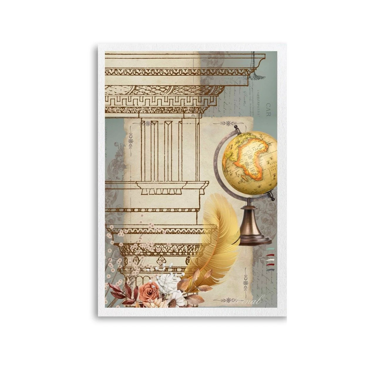 Vintage Architecture & Botanical Gold Print - Special Edition Wall Art Eternal Art Prints - Eternal Art & Design
