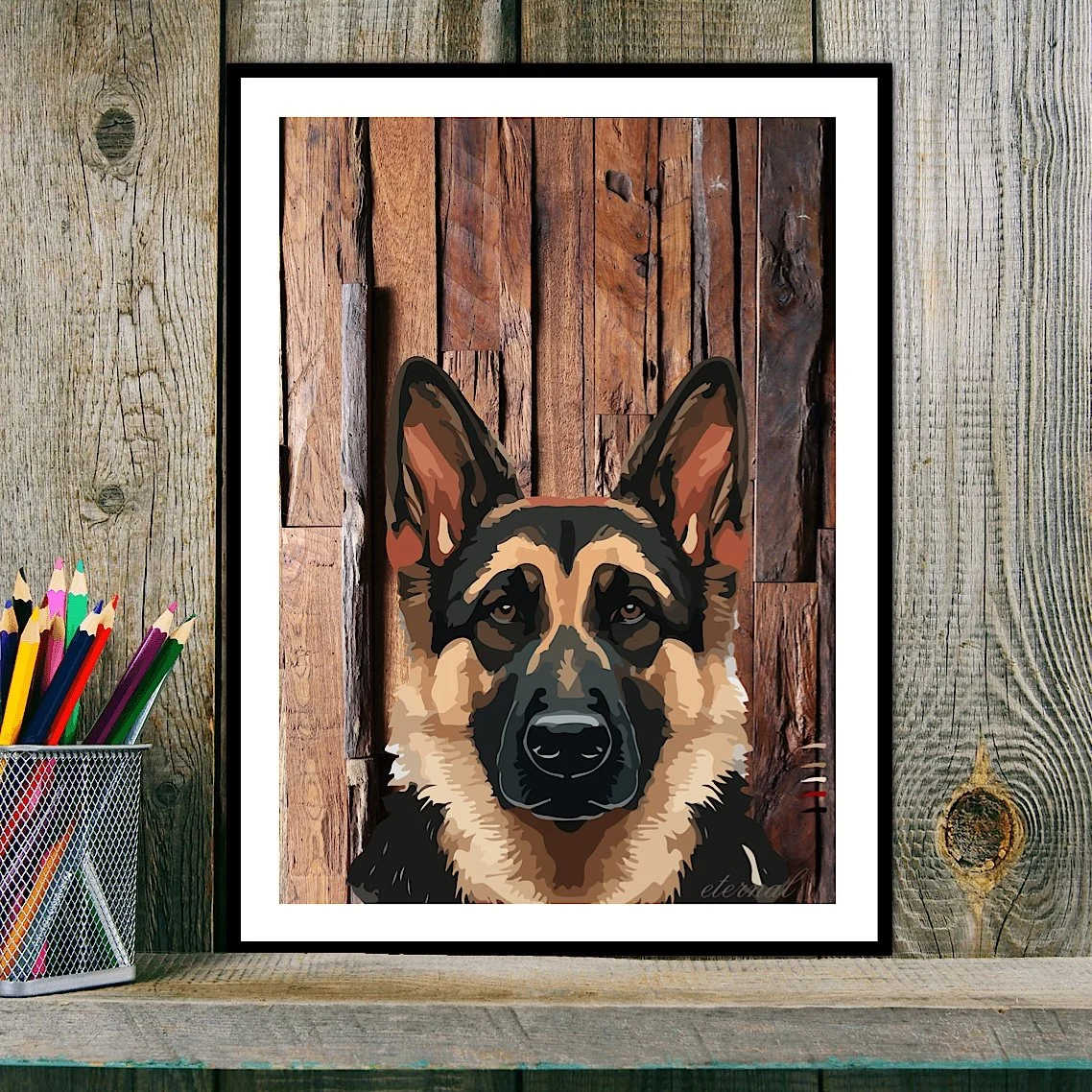 German Shepherd Dog Wall Art Print - Sydney Artist, Eternal Art & Design - Eternal Art & Design