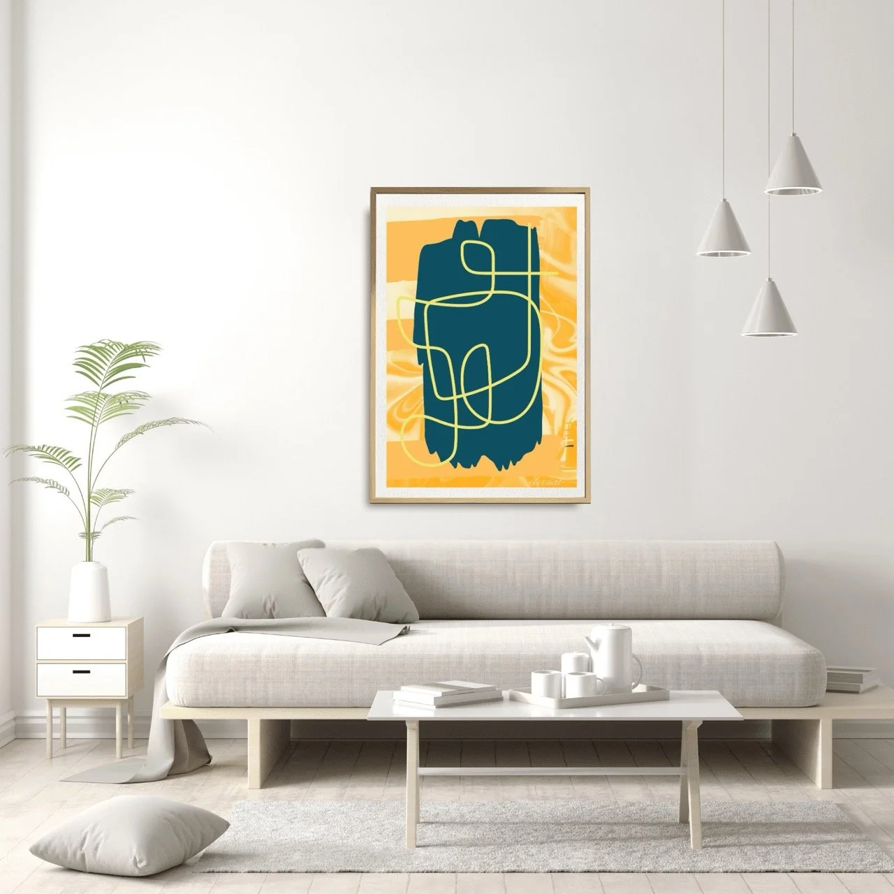 Abstract Modern Brushstrokes in Yellow Art Print - Sydney Artist, Eternal Art Prints - Eternal Art & Design