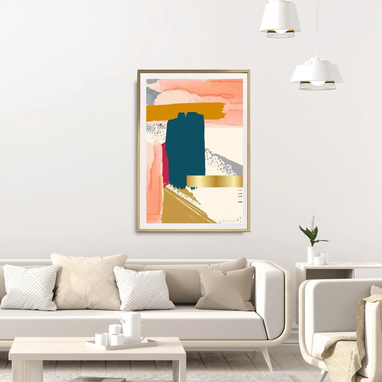 Modern Abstract Brushstrokes with Gold Art Print - Sydney Artist, Eternal Art Prints - Eternal Art & Design