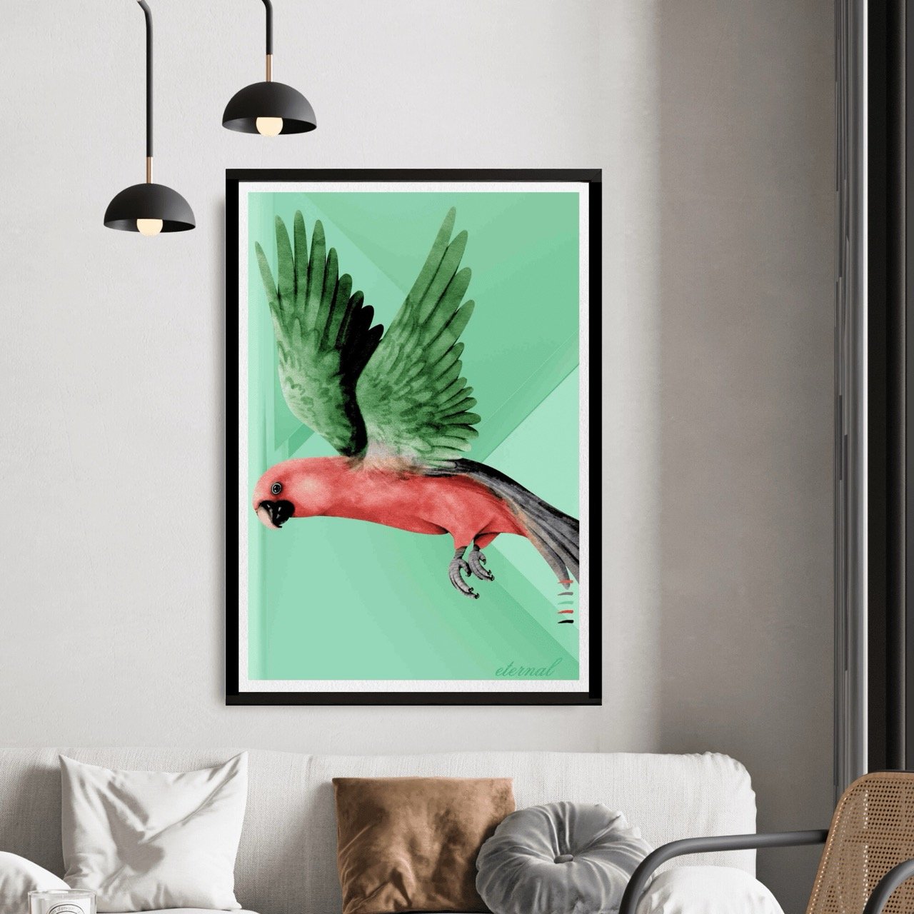 Parrot Bird Flight Wall Art Print - Sydney Artist, Eternal Art Prints - Eternal Art & Design