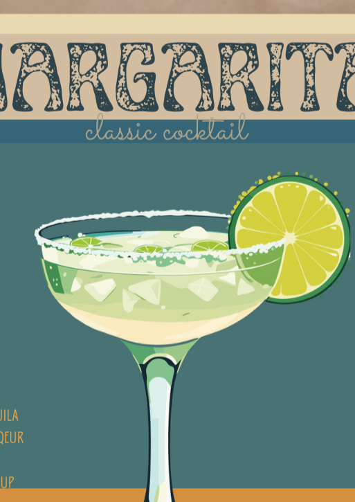 Retro Margarita Classic Cocktail Culture Wall Art Print, Eternal Art & Design - Eternal Art & Design