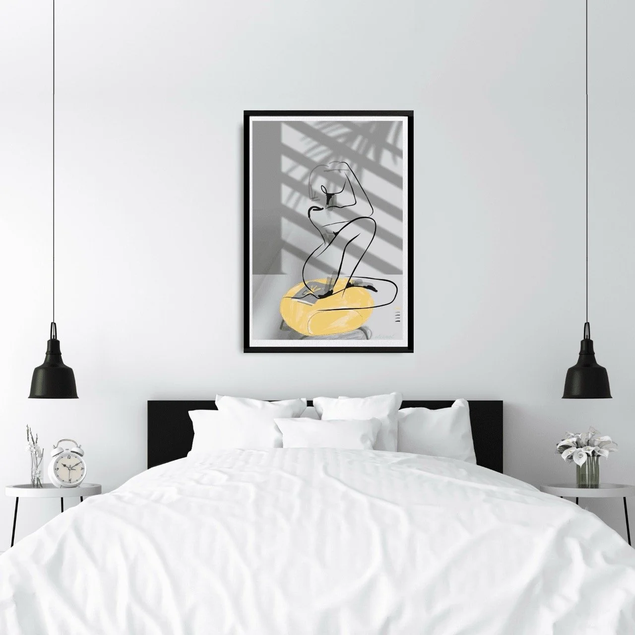 Nude Female Seated on Yellow Ottoman Art Print, Sydney Artist - Eternal Art Prints - Eternal Art & Design