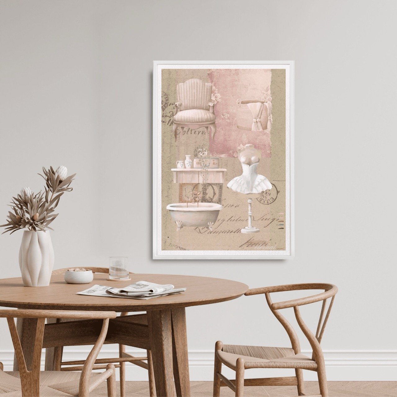 Vintage Pretty Pink Mannequin Wall Art, Eternal Art Prints - Eternal Art & Design