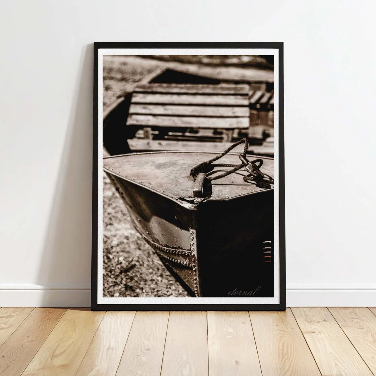 Rustic Wood Metal Boat Wall Art Print,Eternal Art Prints