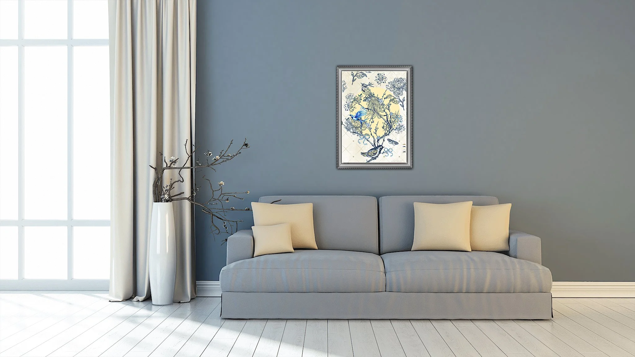 Botaniucals & Birds Wall Art Print, Eternal Art & Design - Eternal Art & Design