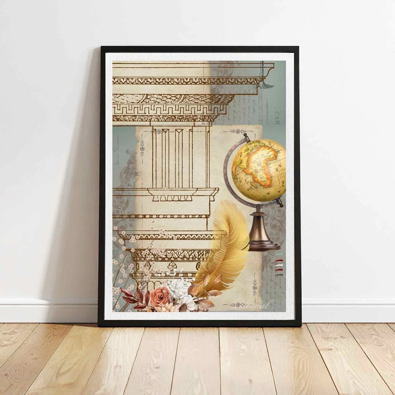 Vintage Architecture & Botanical Gold Print - Special Edition Wall Art Eternal Art Prints