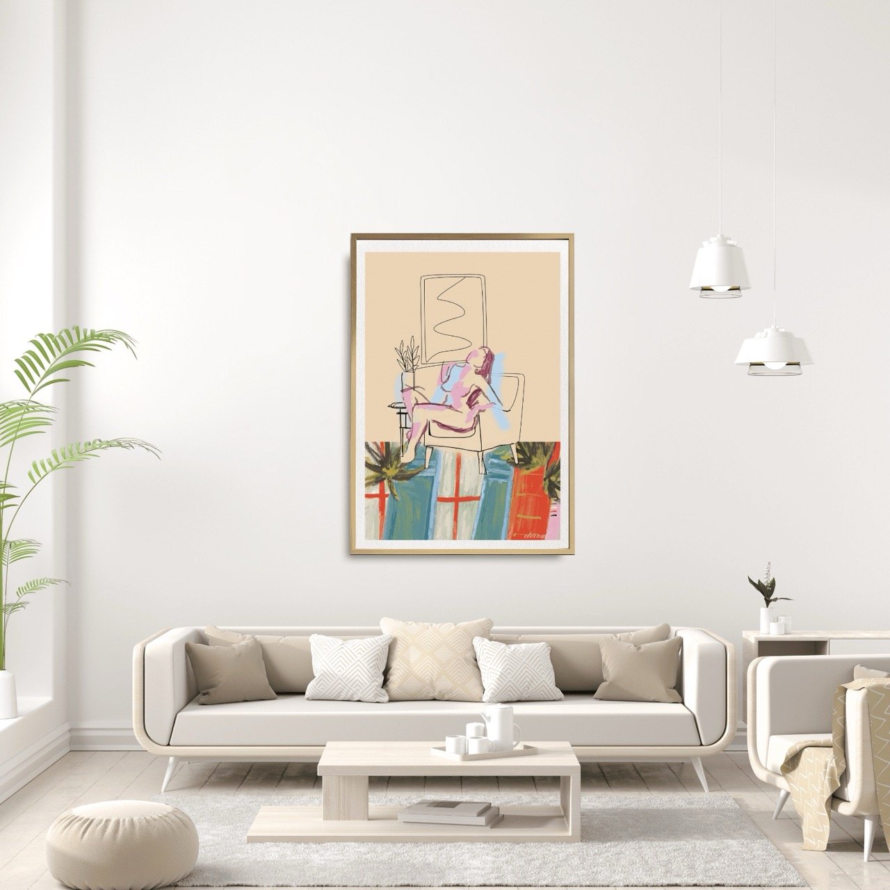 Female Figure Nude Seated with Pattern Art Print, Sydney Artist - Eternal Art Prints - Eternal Art & Design
