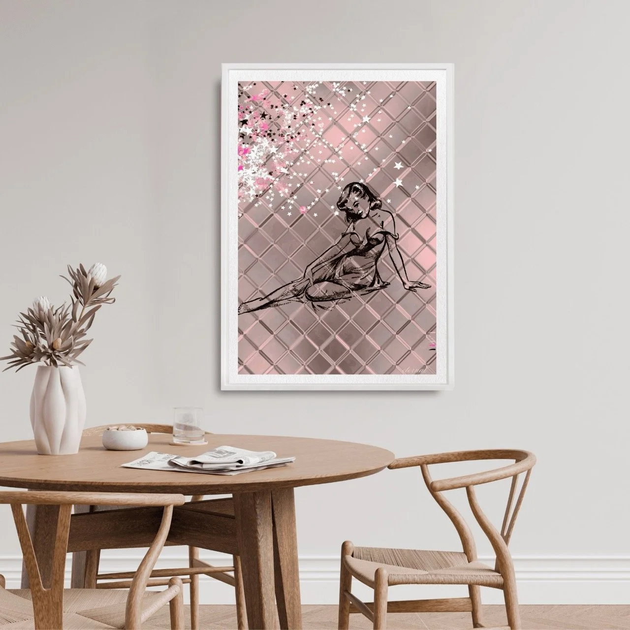 Female Icon Retro Pin-up in Pink Wall Art Print, Sydney Artist - Eternal Art Prints - Eternal Art & Design