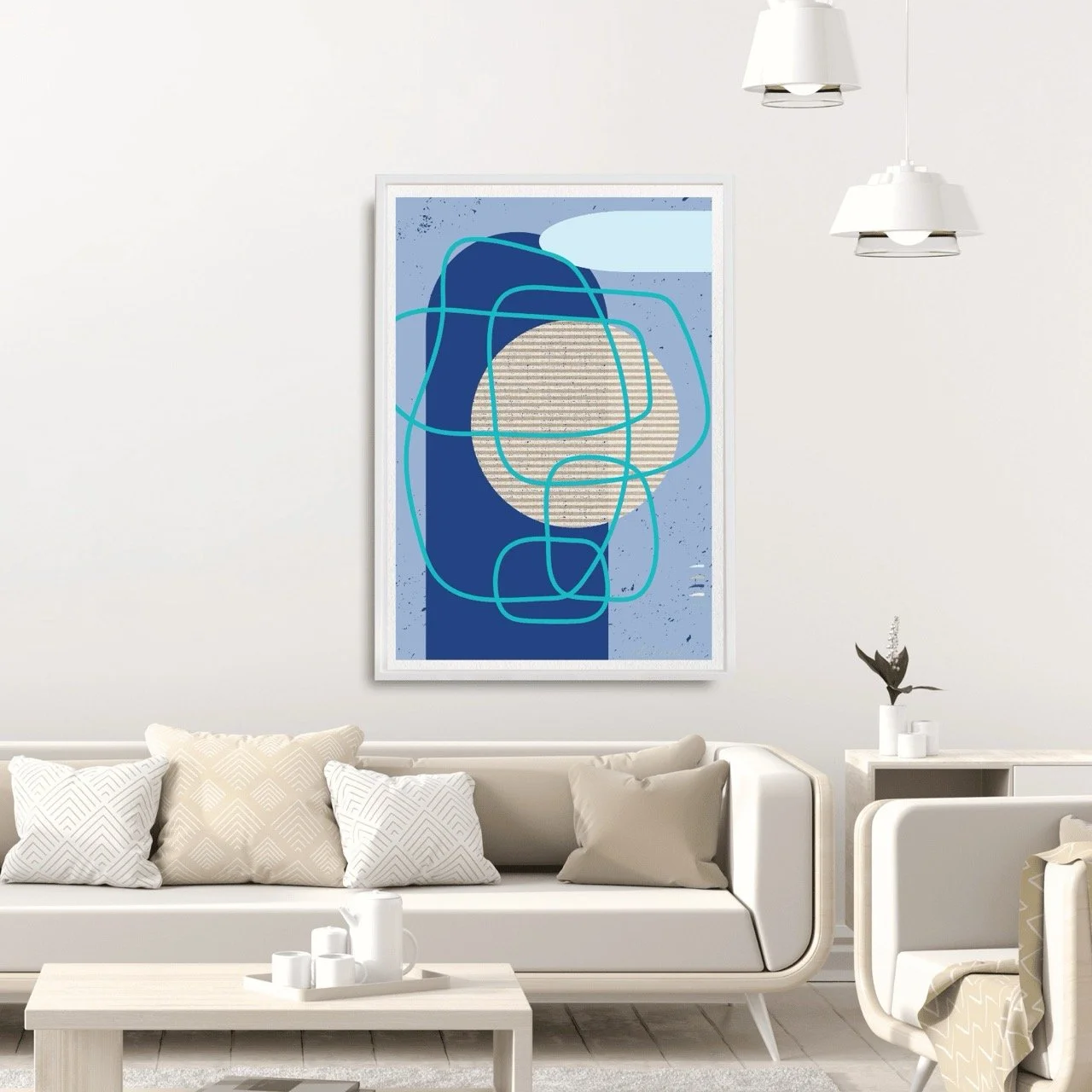 Abstract Modern Lines in Blue Art Print - Sydney Artist, Eternal Art Prints - Eternal Art & Design