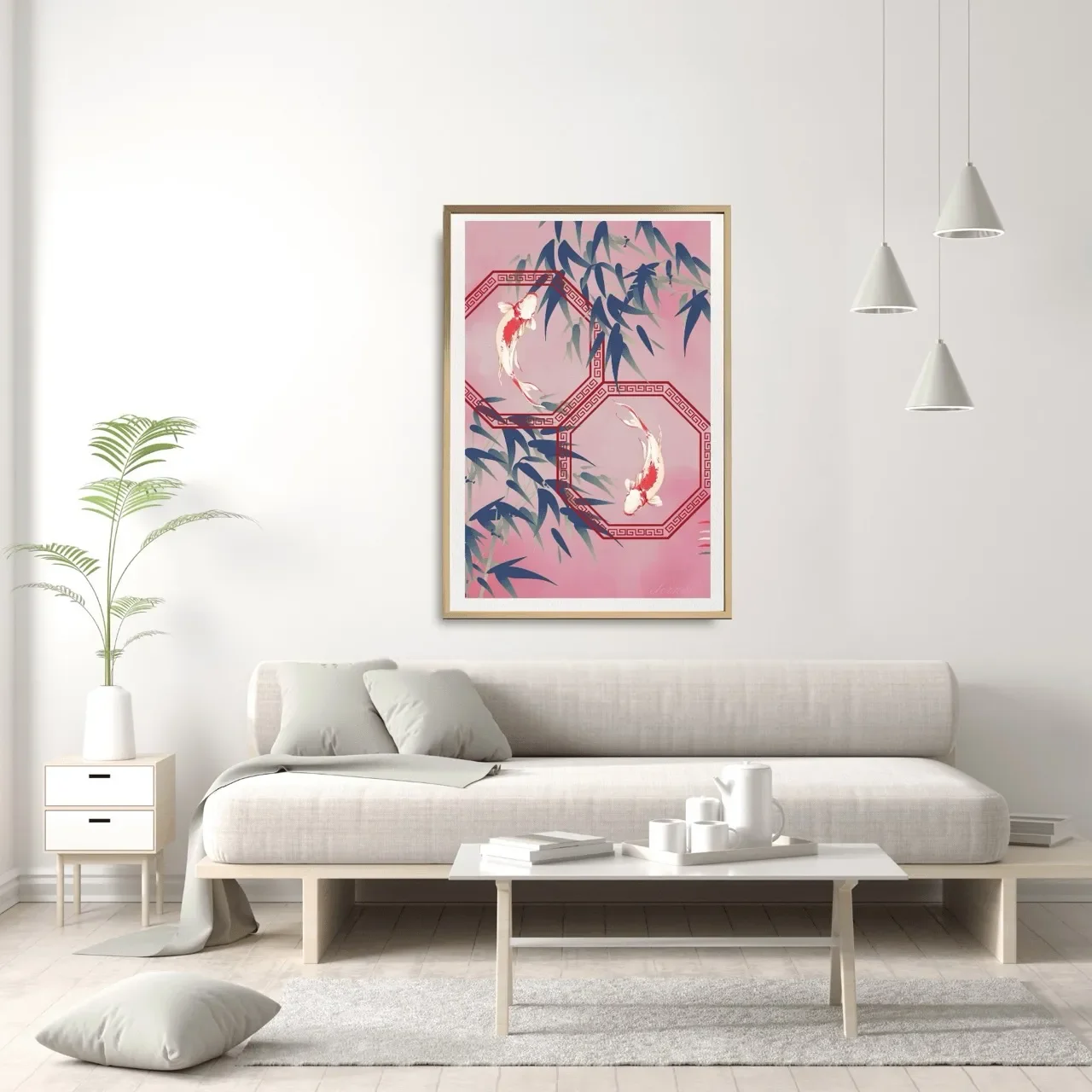 oak framed koi and bamboo print. I10006 (3) Large_converted.webp