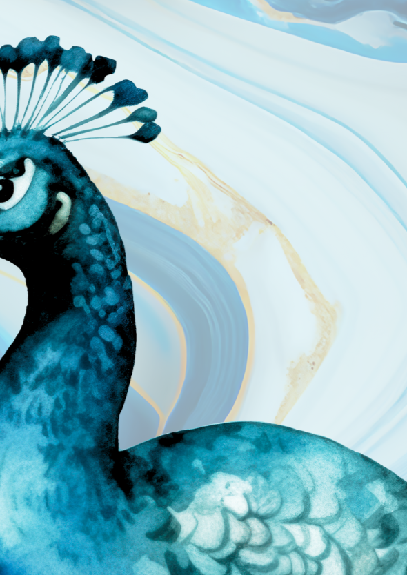 Blue Crest Peacock Wall Art Print - Sydney Artist, Eternal Art & Design - Eternal Art & Design