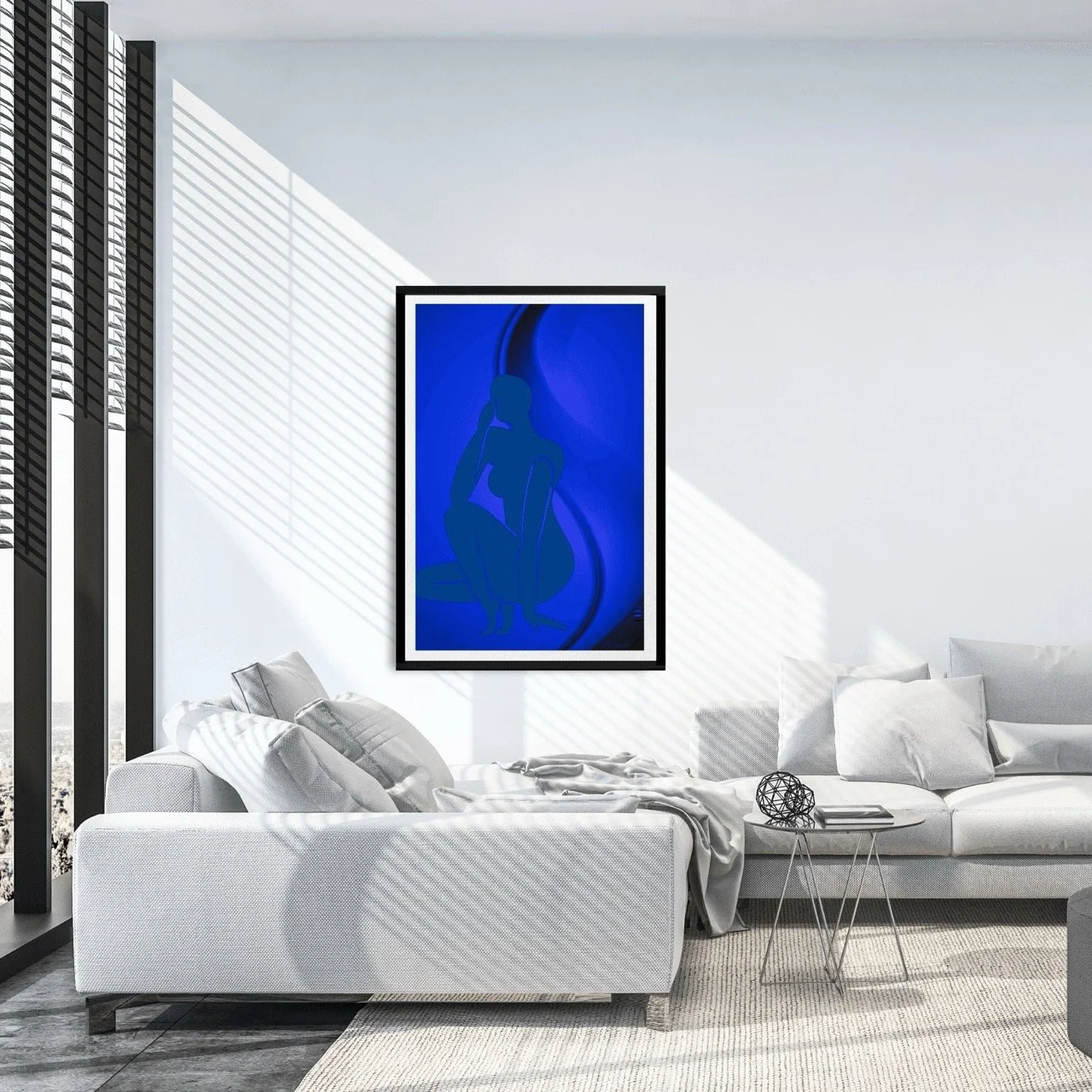 Female Figure Nude Crouching in Blue Art Print, Sydney Artist - Eternal Art Prints - Eternal Art & Design