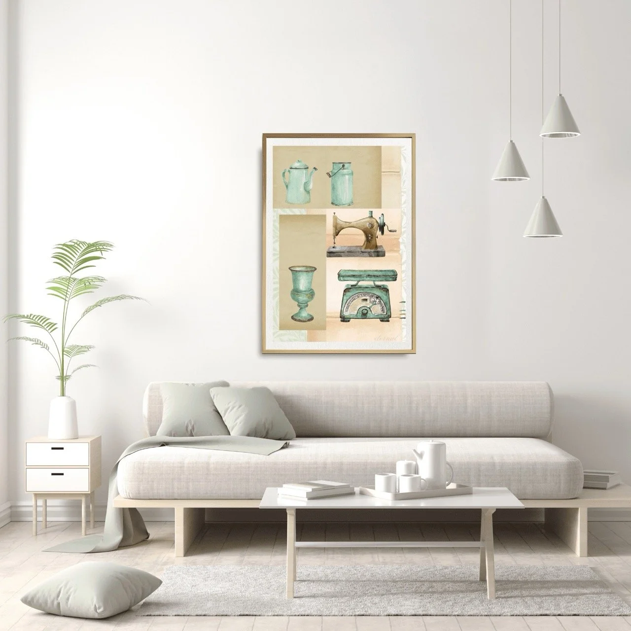 Vintage Decor Objects in Green Art Print, Eternal Art Prints - Eternal Art & Design