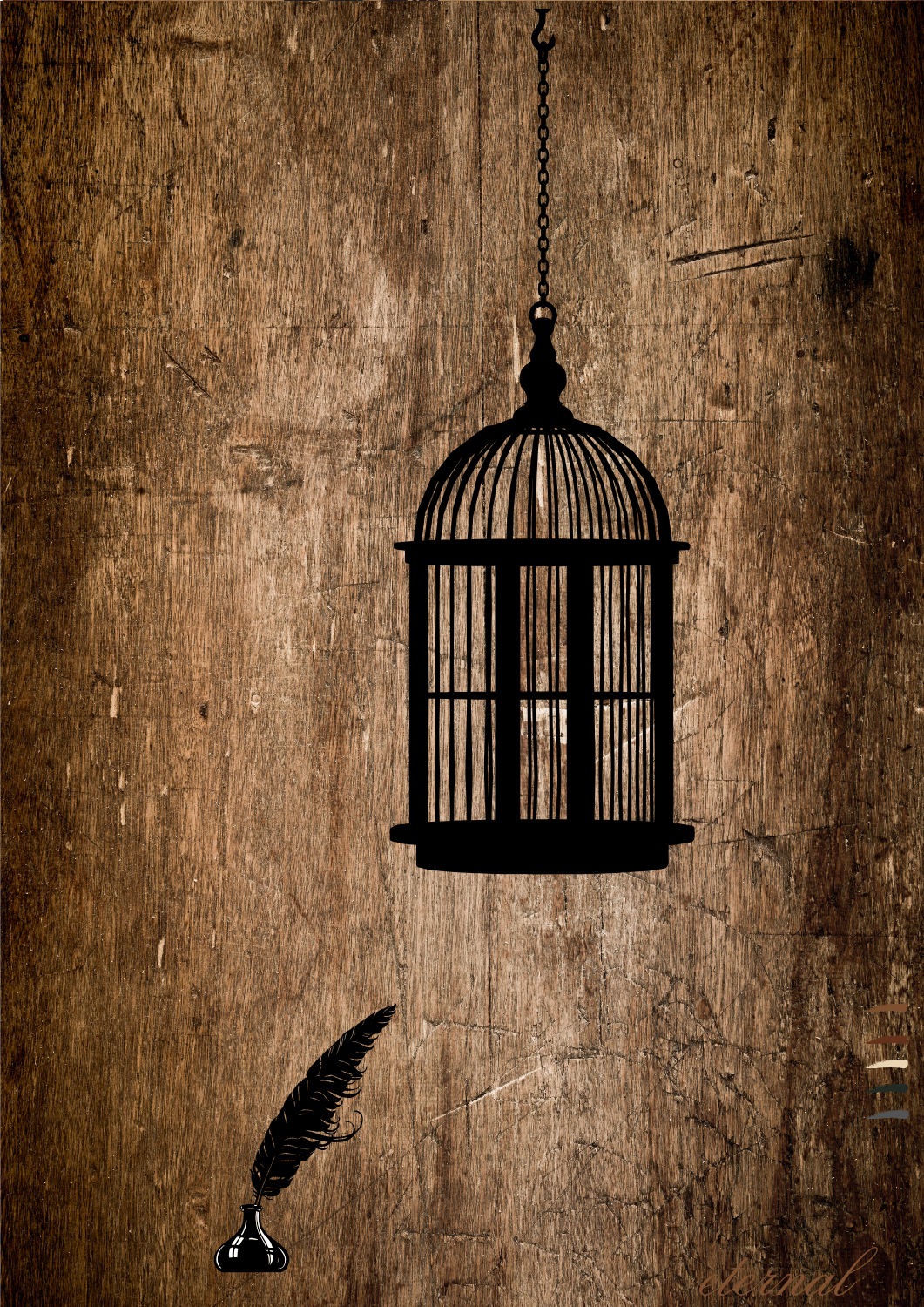 Birdcage Ink and Quill Wall Art Print, Eternal Art Prints
