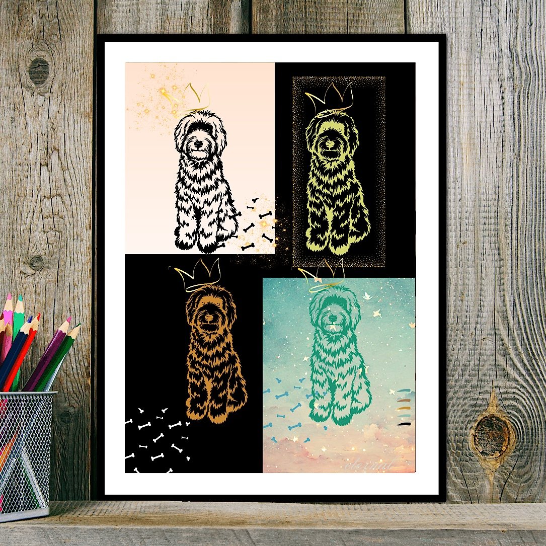Golden Doodle Dog Wall Art Print - Sydney Artist, Eternal Art & Design - Eternal Art & Design