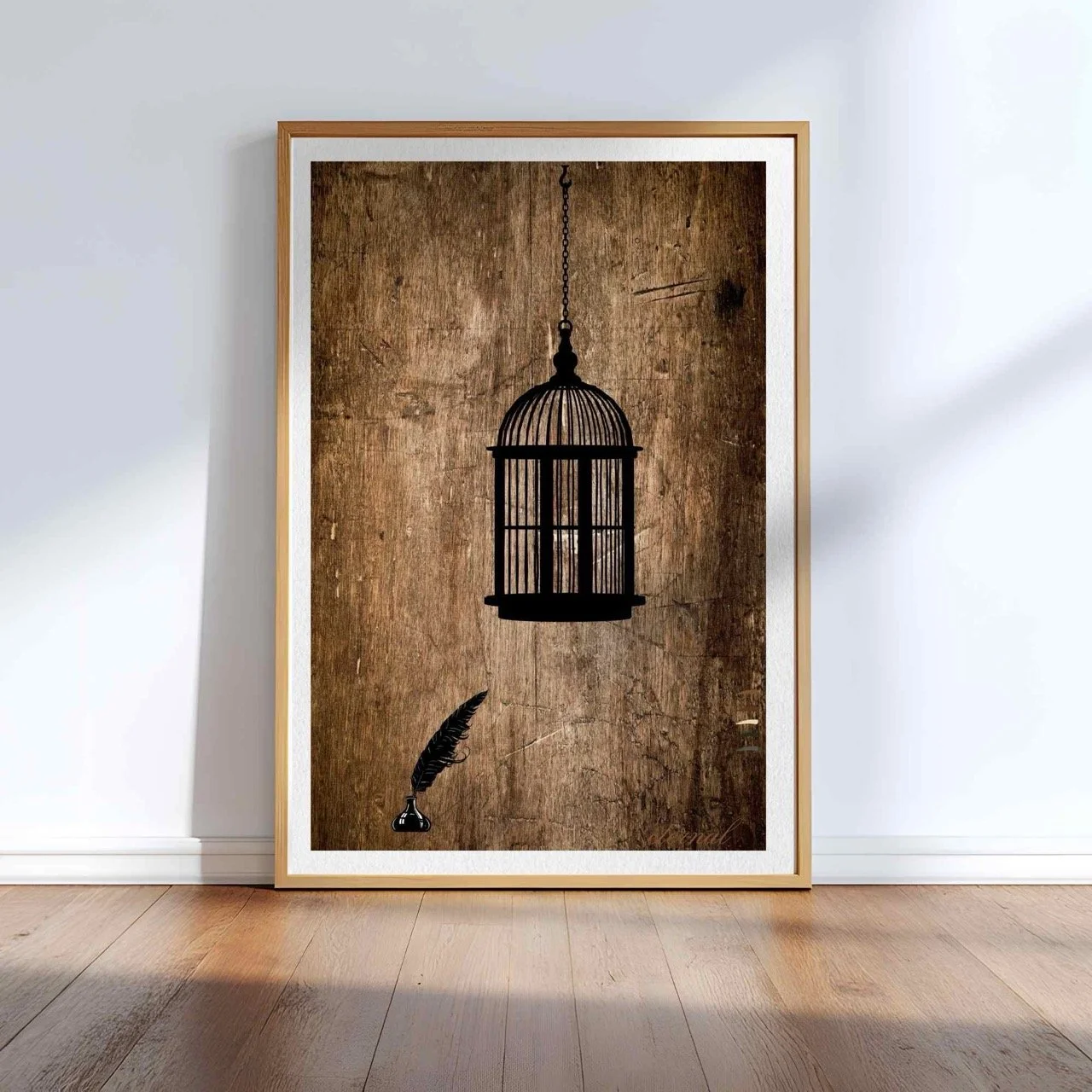 Birdcage Ink and Quill Wall Art Print, Eternal Art Prints - Eternal Art & Design